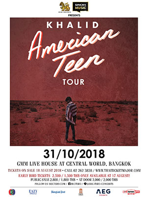 Singha Music Presents Khalid American Teen Tour 2018 Bangkok
