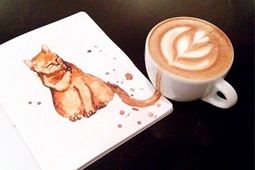ยอมใจในจินตนาการ ศิลปินชาวรัสเซียวาดรูปแมวสุดน่ารักจากกาแฟที่ดื่ม !